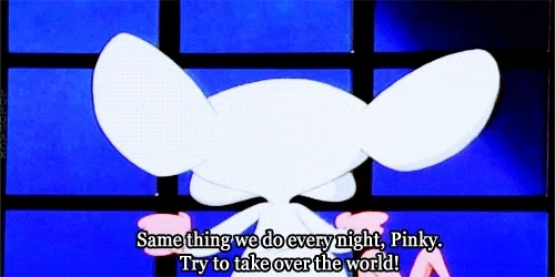 Pinky and the Brain, taking over the world gif.